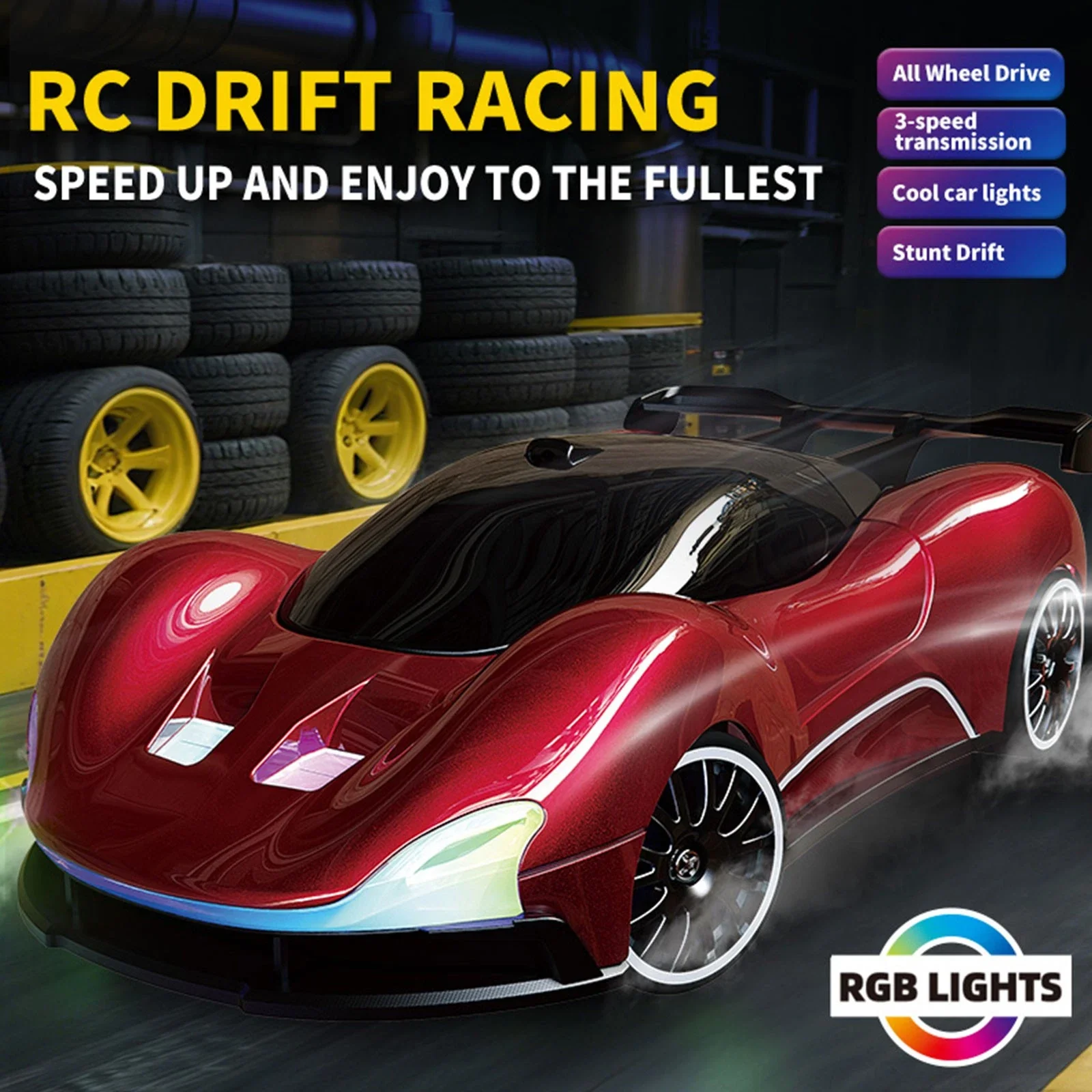 2.4GHz RC Night Drift Car With RGB Lights - Image 4