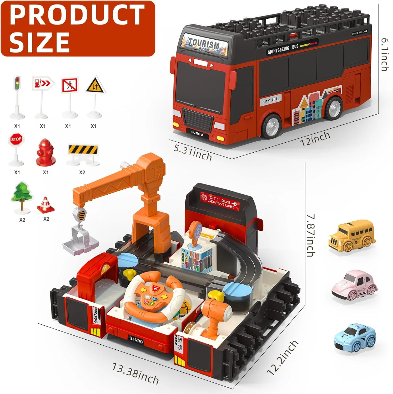 2in1 Deform Double Decker Bus Adventure Track - Red - Image 10