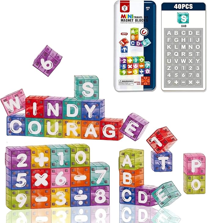 40Pcs 3D Magnetic Cube Letter & Numbers Blocks - Image 3