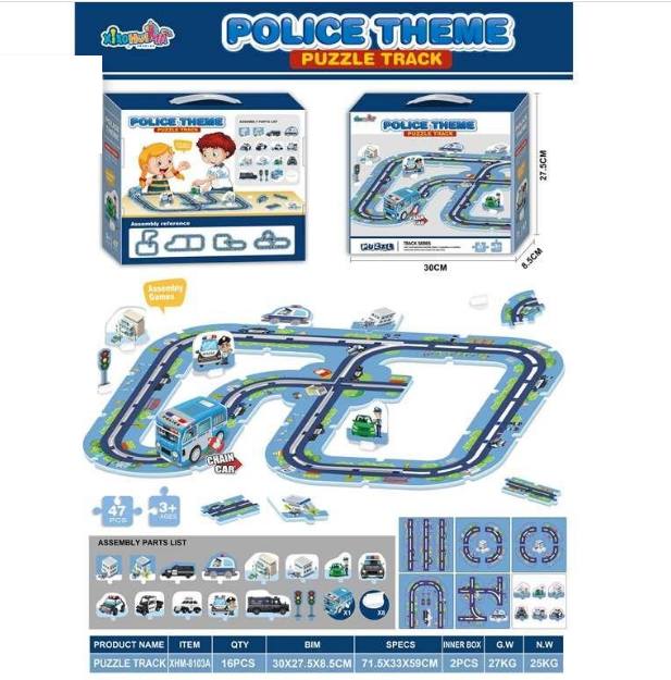 47Pcs DIY Police Themed Puzzle Car Track Set - Image 3