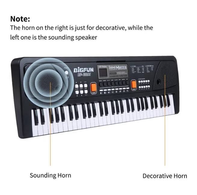 BigFun 61 Keys Electronic Keyboard Piano With Microphone - Image 3