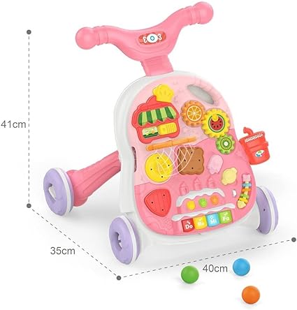 Huanger 2in1 Baby Musical Walker & Activity Table - Pink - Image 5