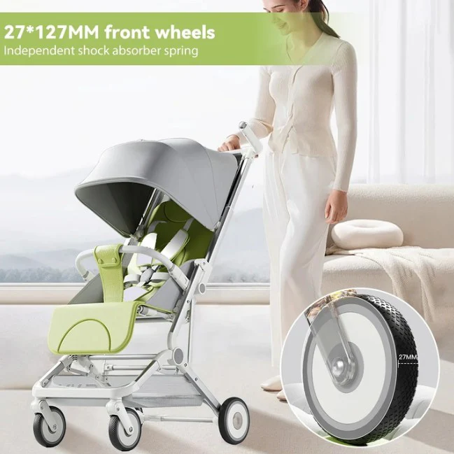 Premium Foldable M9 Baby Stroller Pocket Cart - Gray - Image 3