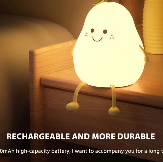 Rechargeable & Touchable Cute Pear Shape Silicon Table Lamp - Image 10