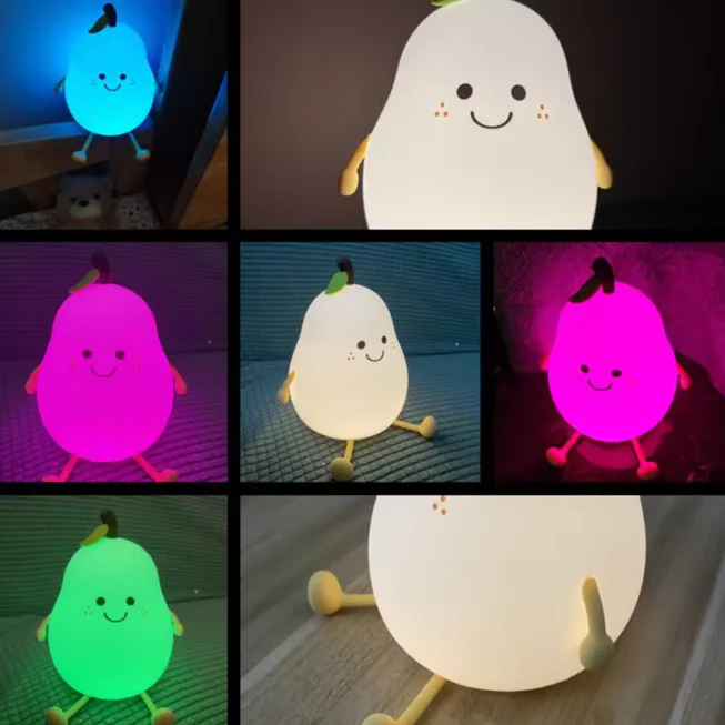 Rechargeable & Touchable Cute Pear Shape Silicon Table Lamp - Image 4