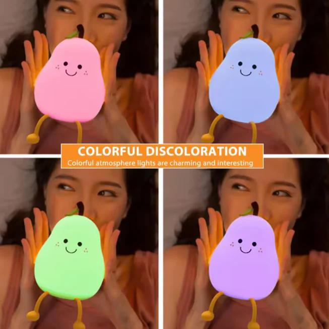 Rechargeable & Touchable Cute Pear Shape Silicon Table Lamp - Image 6